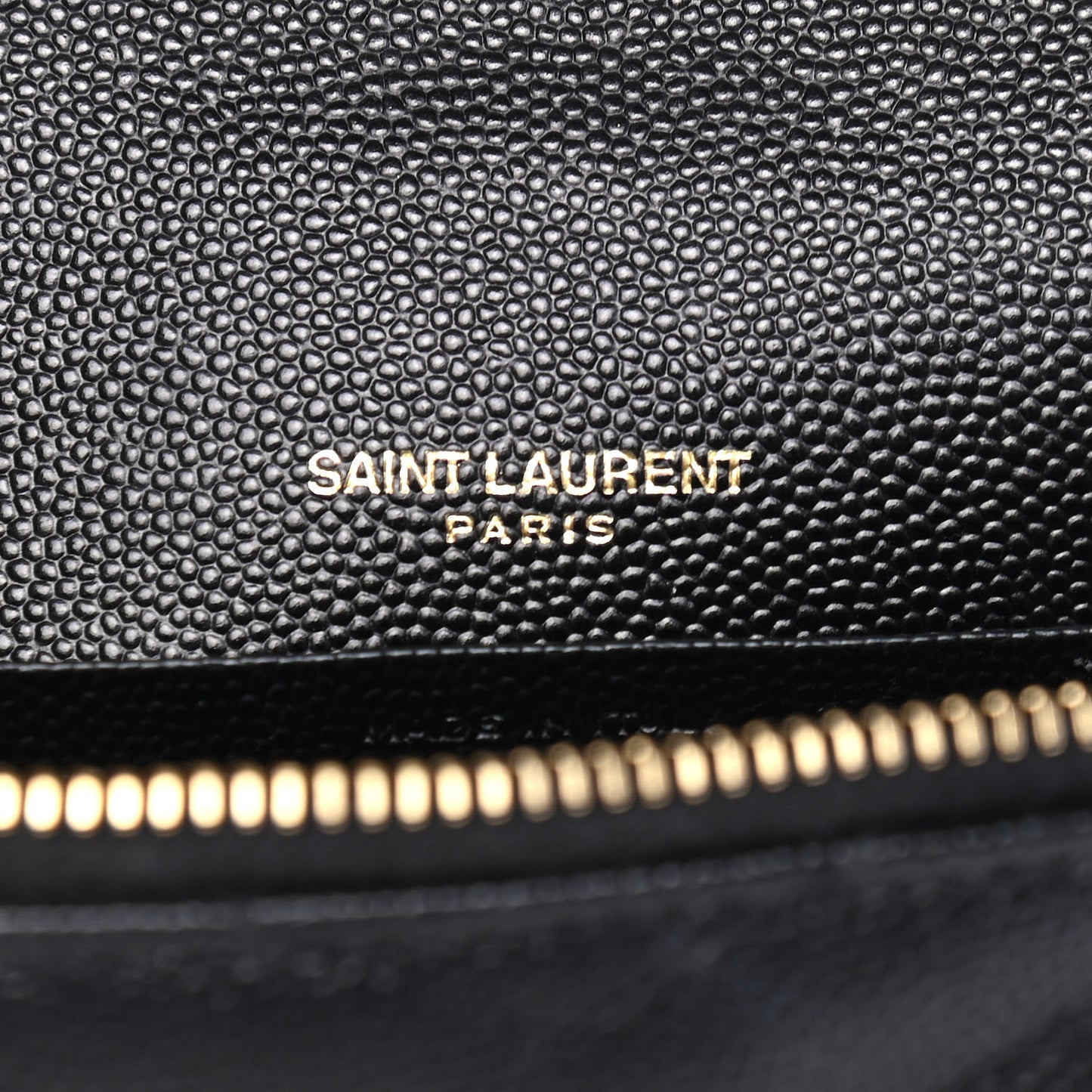 Grain De Poudre Matelasse Chevron Monogram Envelope Chain Wallet Black