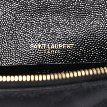 Saint Laurent Grain De Poudre Matelasse Chevron Monogram Envelope Chain Wallet Black 10 of 18