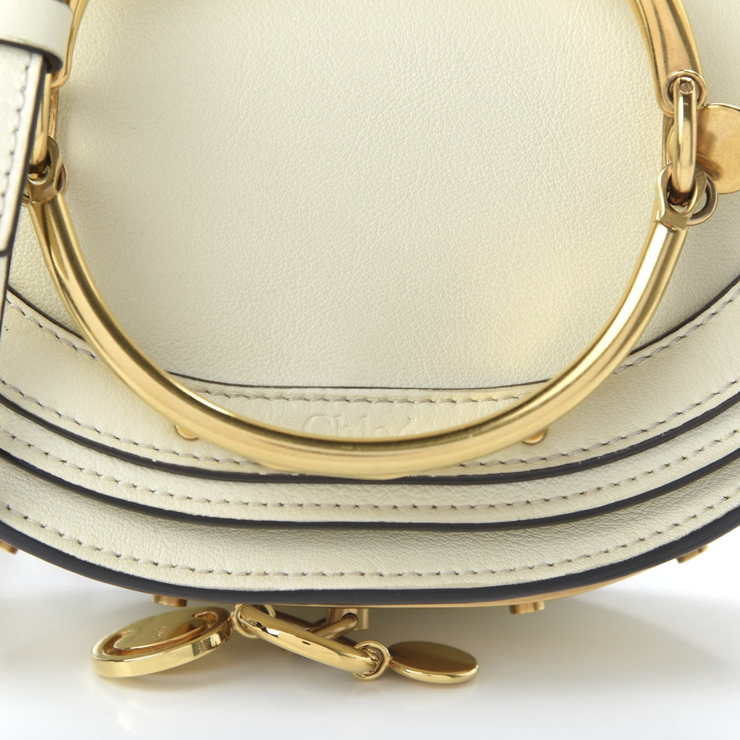 Calfskin Small Nile Bracelet Minaudiere Bag Off White