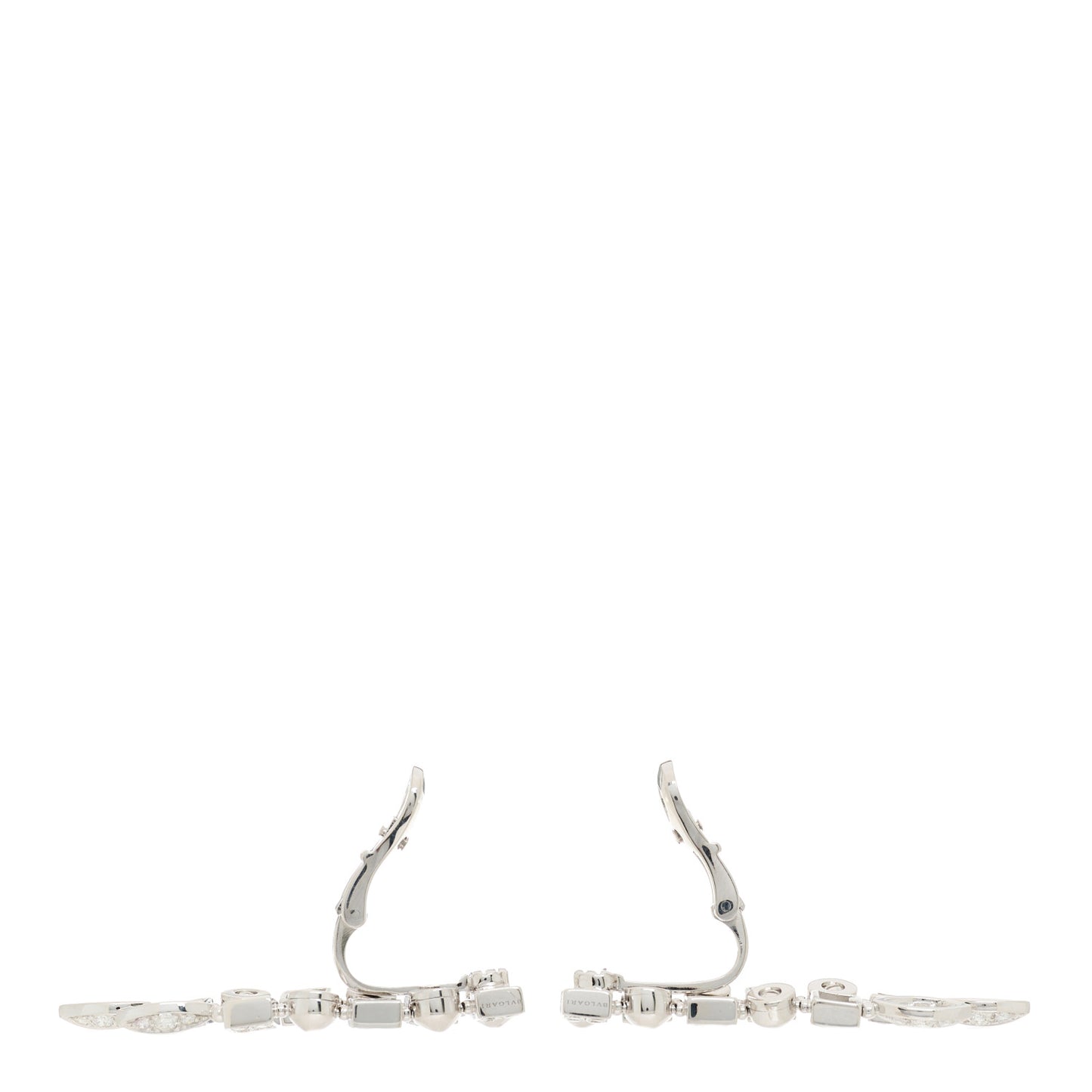 18K White Gold Diamond Lucea 2 Row Drop Clip On Earrings