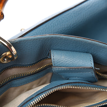Gucci Pebbled Calfskin Medium Bamboo Shopper Tote Light Blue 11 of 15