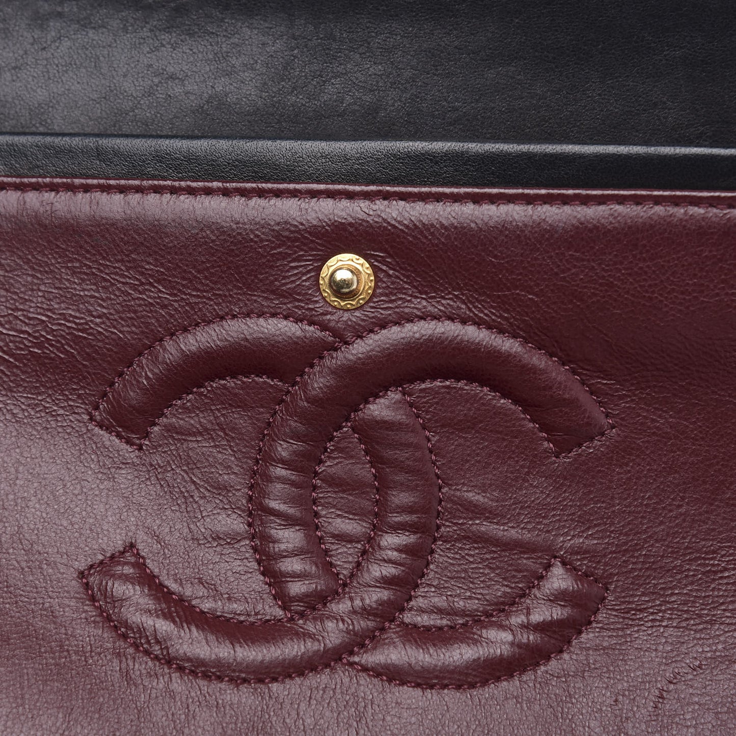 Lambskin Quilted Medium Double Flap Black