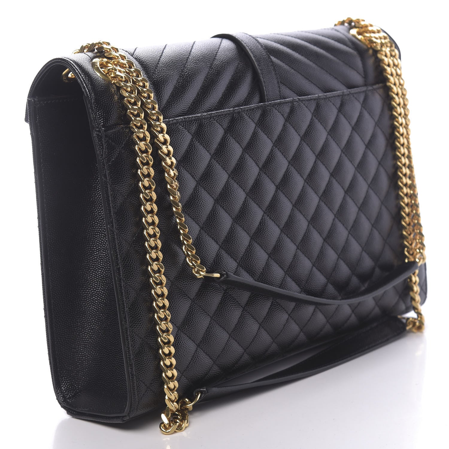 Saint Laurent Grain De Poudre Large Tri-Quilt Monogram Satchel Black 3 of 9