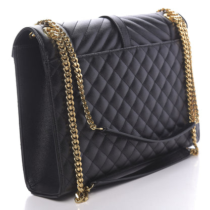 Saint Laurent Grain De Poudre Large Tri-Quilt Monogram Satchel Black 3 of 9