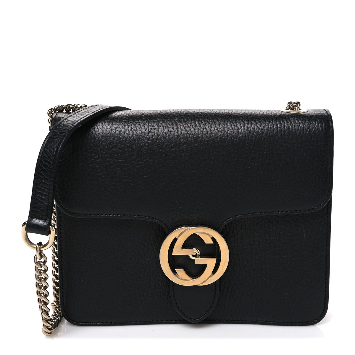 Dollar Calfskin Small Interlocking G Shoulder Bag Black
