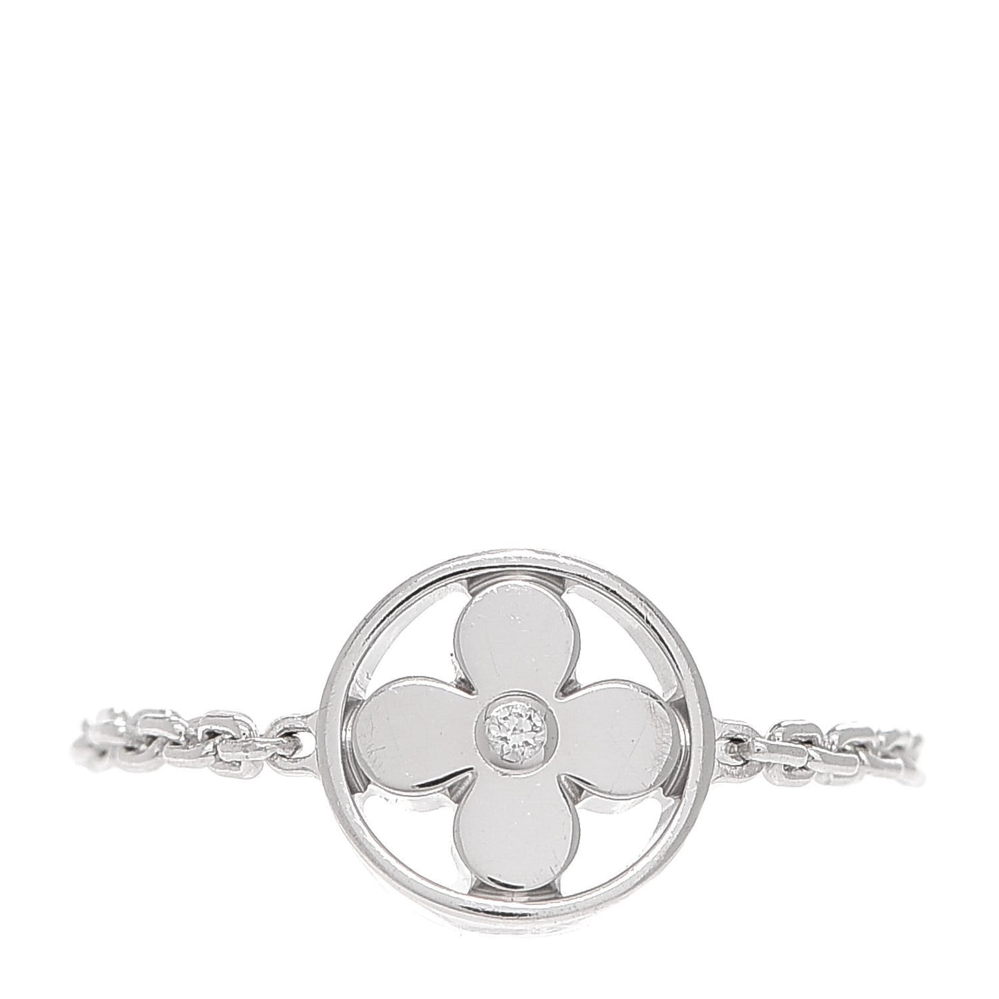 18K White Gold Diamond Idylle Blossom Chain Ring 53 6.25