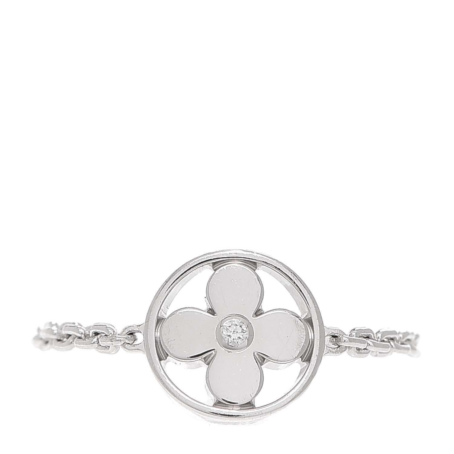 Louis Vuitton 18K White Gold Diamond Idylle Blossom Chain Ring 53 6.25 1 of 4
