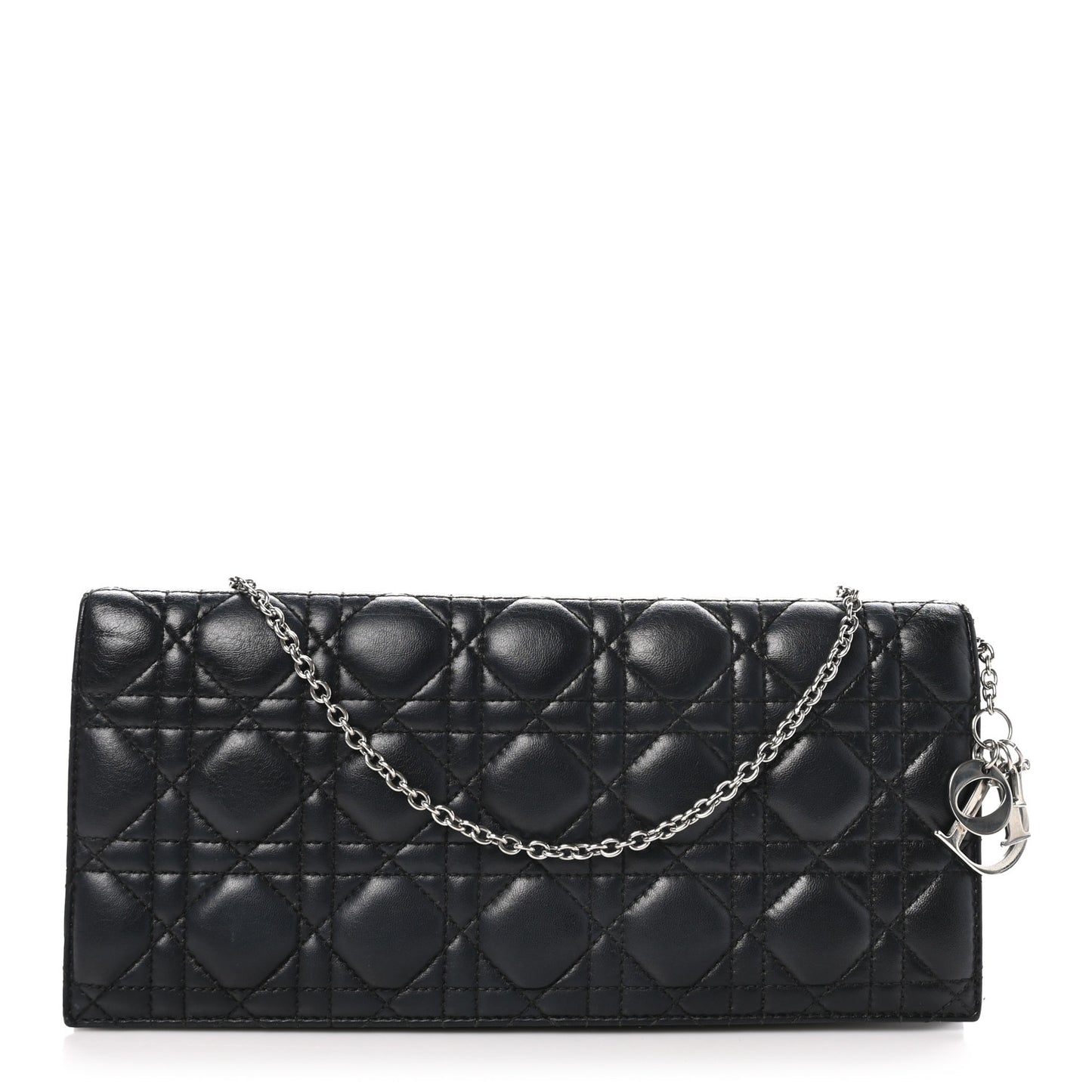 Lambskin Cannage Lady Dior Convertible Clutch Black