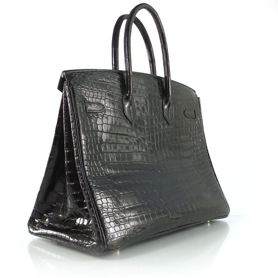 Hermes Porosus Crocodile BIRKIN 35 Shiny Black 3 of 11