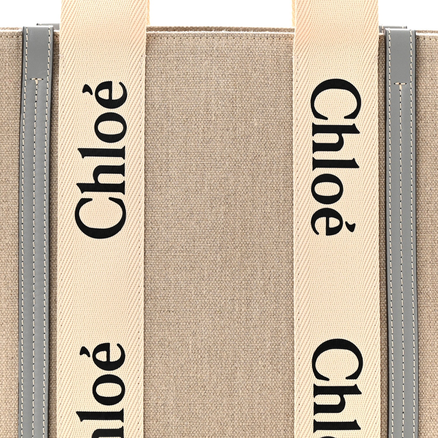 Chloe Linen Calfskin Medium Woody Ribbon Tote White Light Blue 8 of 10