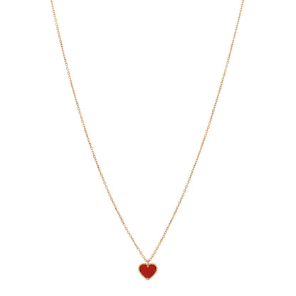 Van Cleef & Arpels 18K Rose Gold Carnelian Sweet Alhambra Heart Pendant Necklace 1 of 3