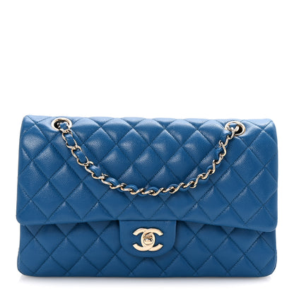 Chanel Caviar Quilted Medium Double Flap Blue 1 of 10