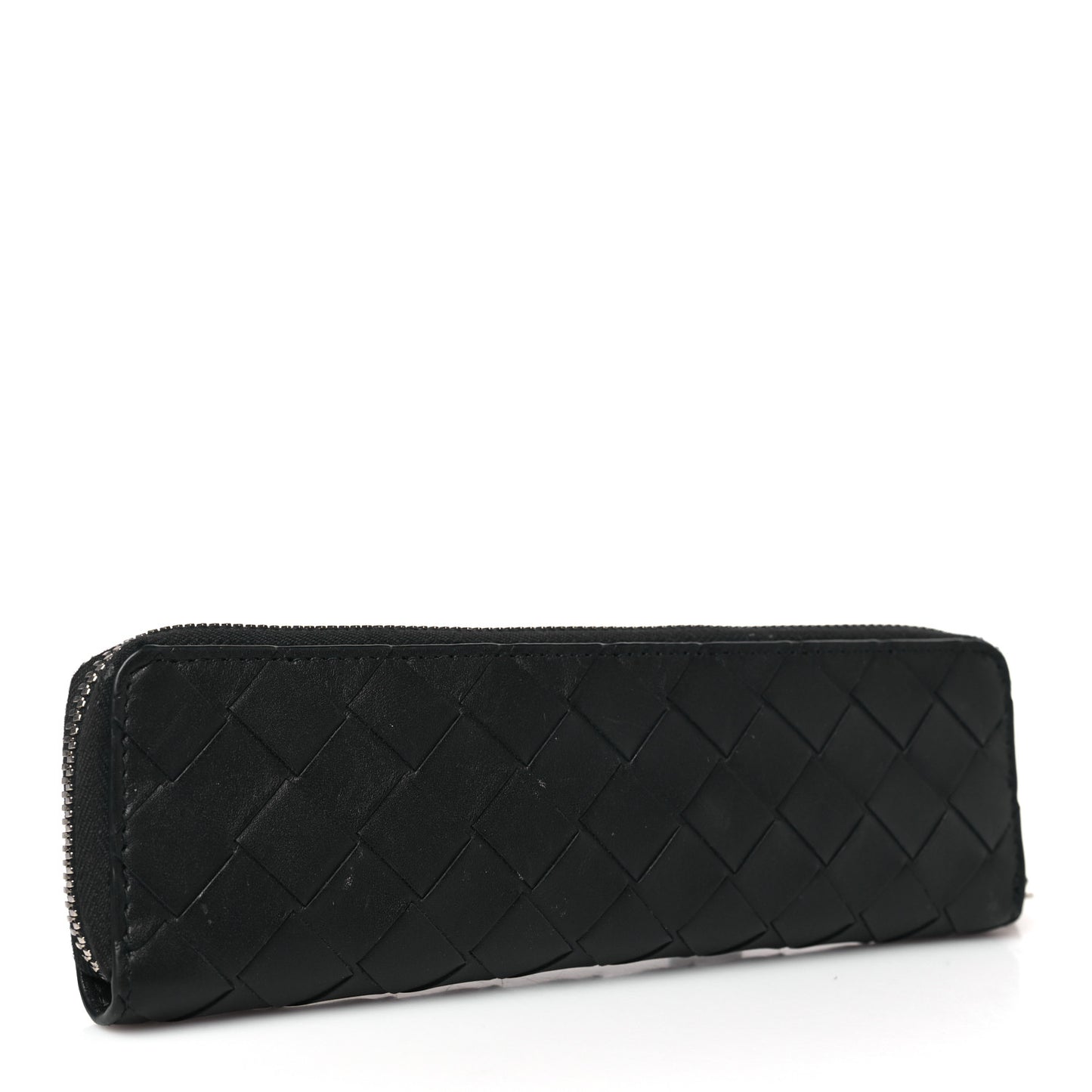 Nappa Intrecciato Long Zip Pouch Black