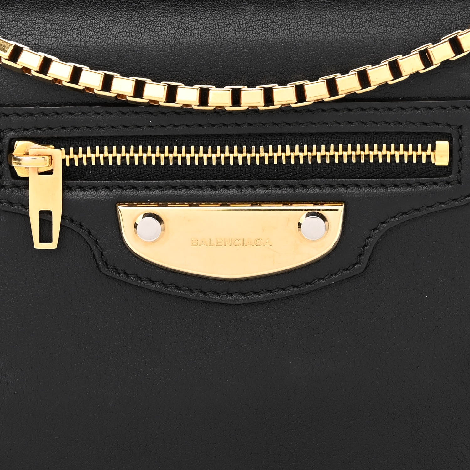 Balenciaga Veau Amp Plate Gold Chain Wallet Black 9 of 14