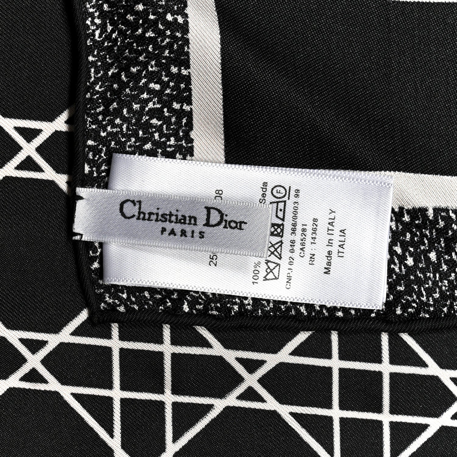 Christian Dior Silk Cannage Square Scarf 90 Black White 3 of 3