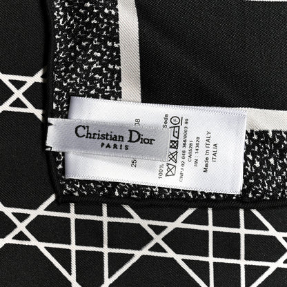 Christian Dior Silk Cannage Square Scarf 90 Black White 3 of 3