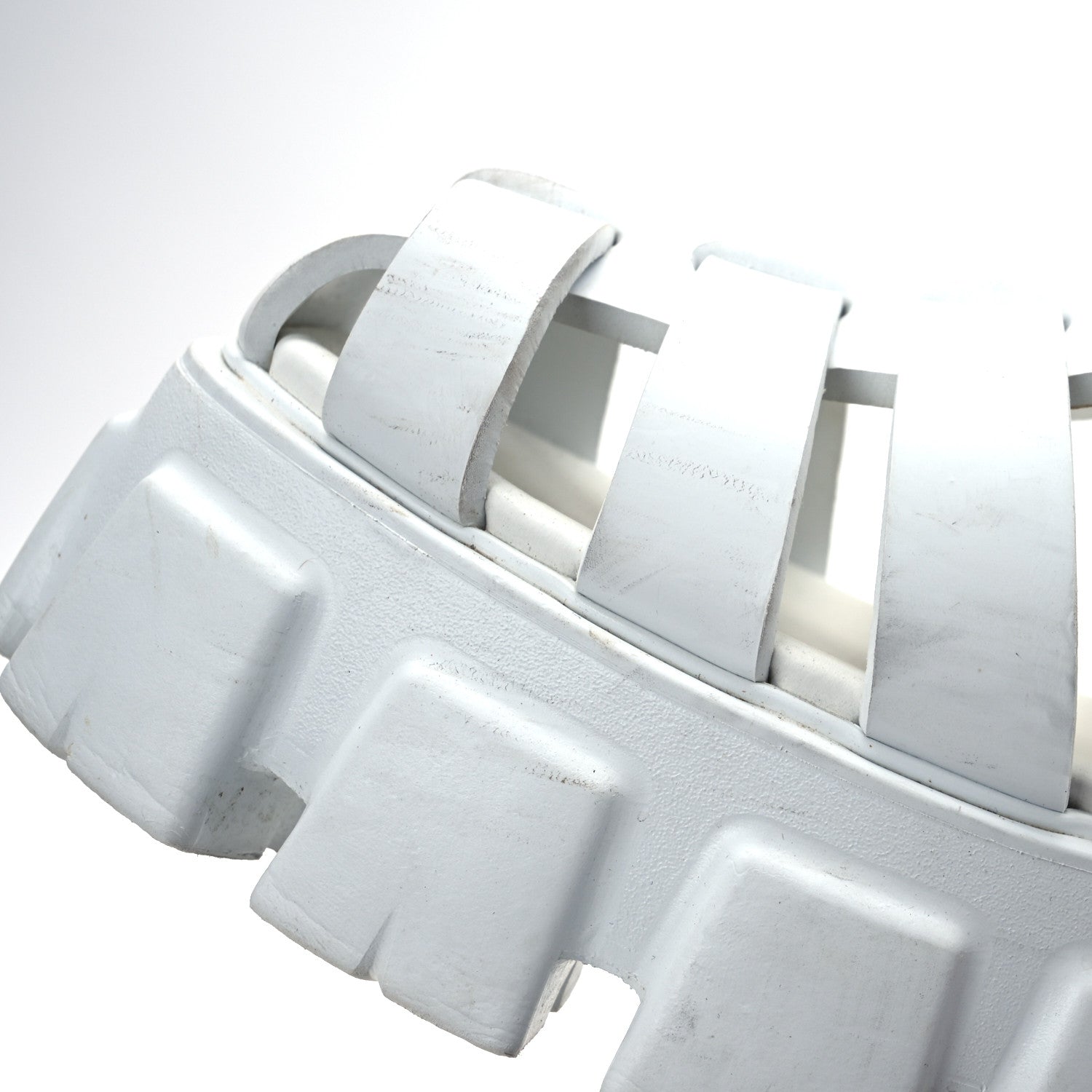 Prada Foam Rubber Metal Triangle Logo Monolith 55mm Cage Sandals 41 White 13 of 16