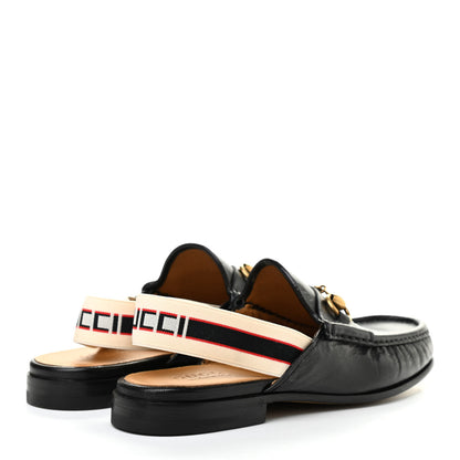 Gucci Goatskin Stripe Mens Horsebit Slingback Slippers 7 Black 4 of 13