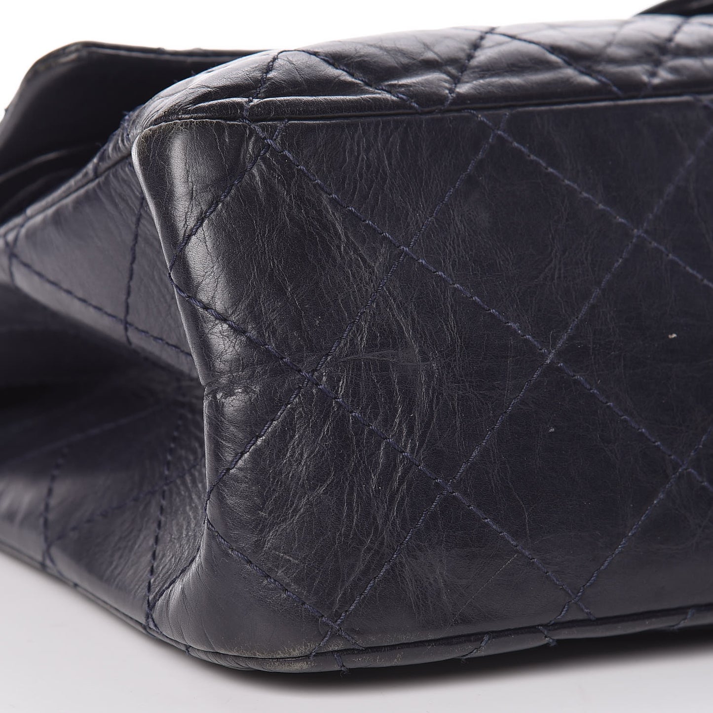 Aged Calfskin Quilted 2.55 Reissue 227 Flap Navy Blue