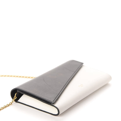 Celine Lambskin Large Diagonal Flap On Chain Black White 4 of 9