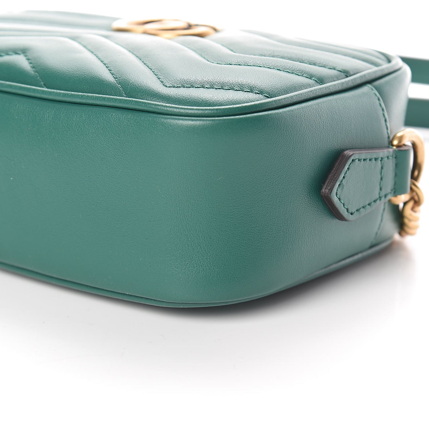 Calfskin Matelasse Mini GG Marmont Chain Shoulder Bag Emerald Green