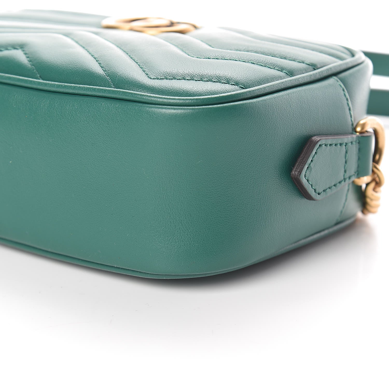 Gucci Calfskin Matelasse Mini GG Marmont Chain Shoulder Bag Emerald Green 9 of 10