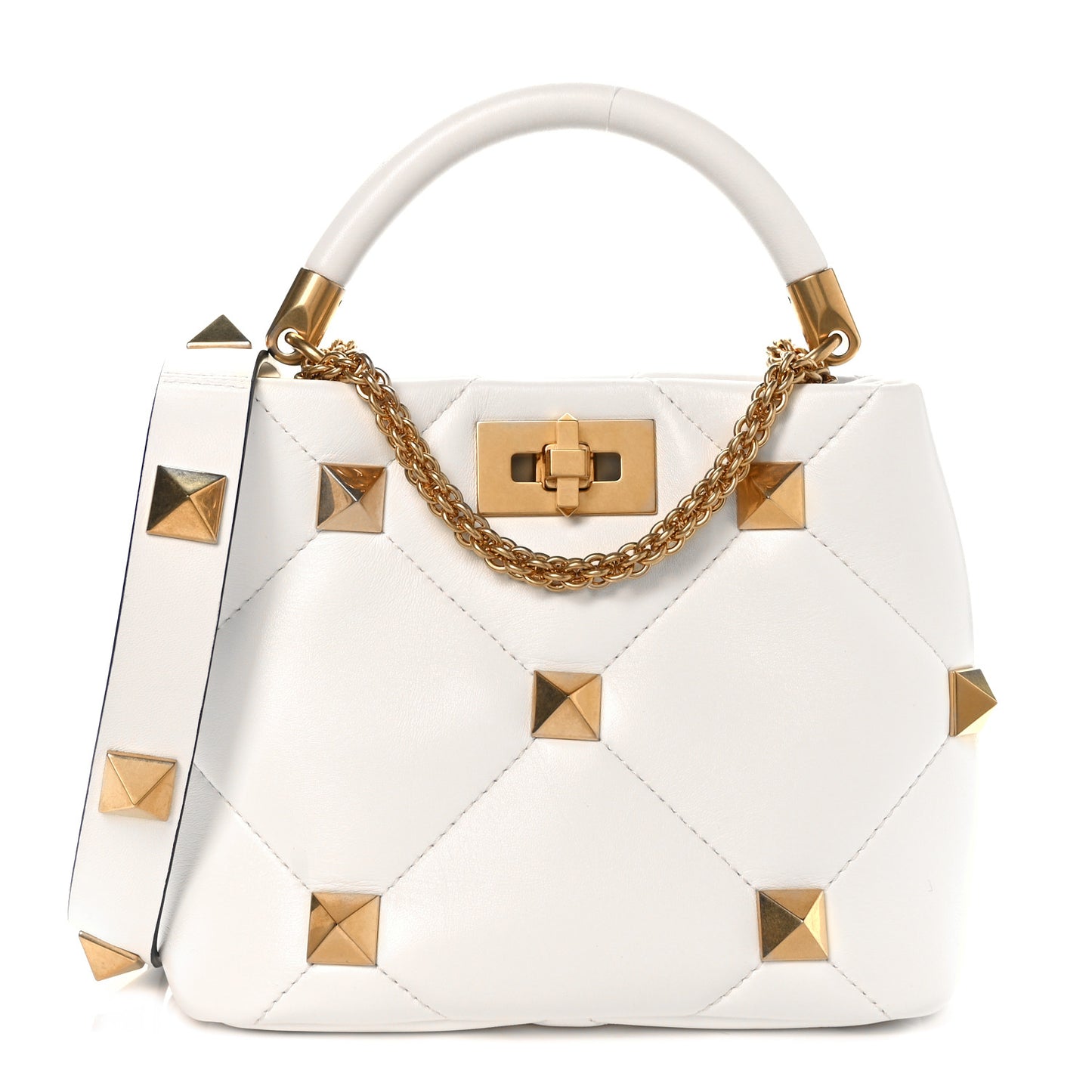 Nappa Small Roman Stud The Handle Bag Ivory