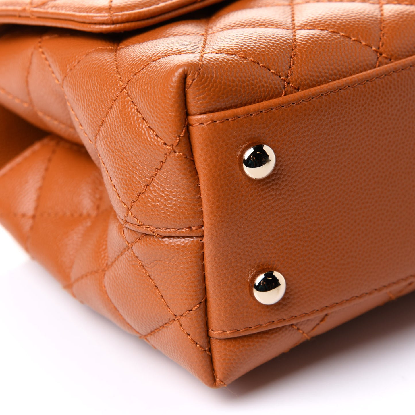 Caviar Quilted Mini Coco Handle Flap Light Brown