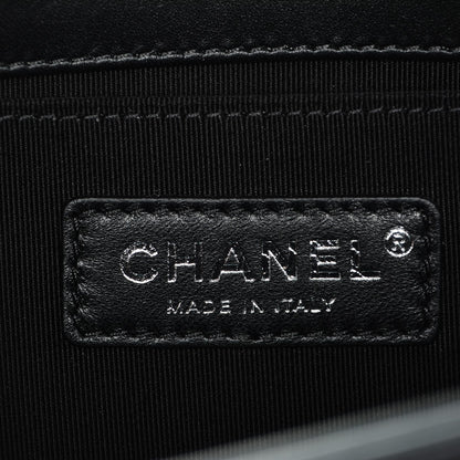 Chanel Calfskin Painted Chevron Embossed Medium Boy Flap Black 6 of 7