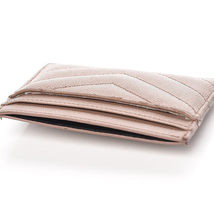 Saint Laurent Grain De Poudre Matelasse Chevron Monogram Credit Card Case Dark Beige 13 of 14
