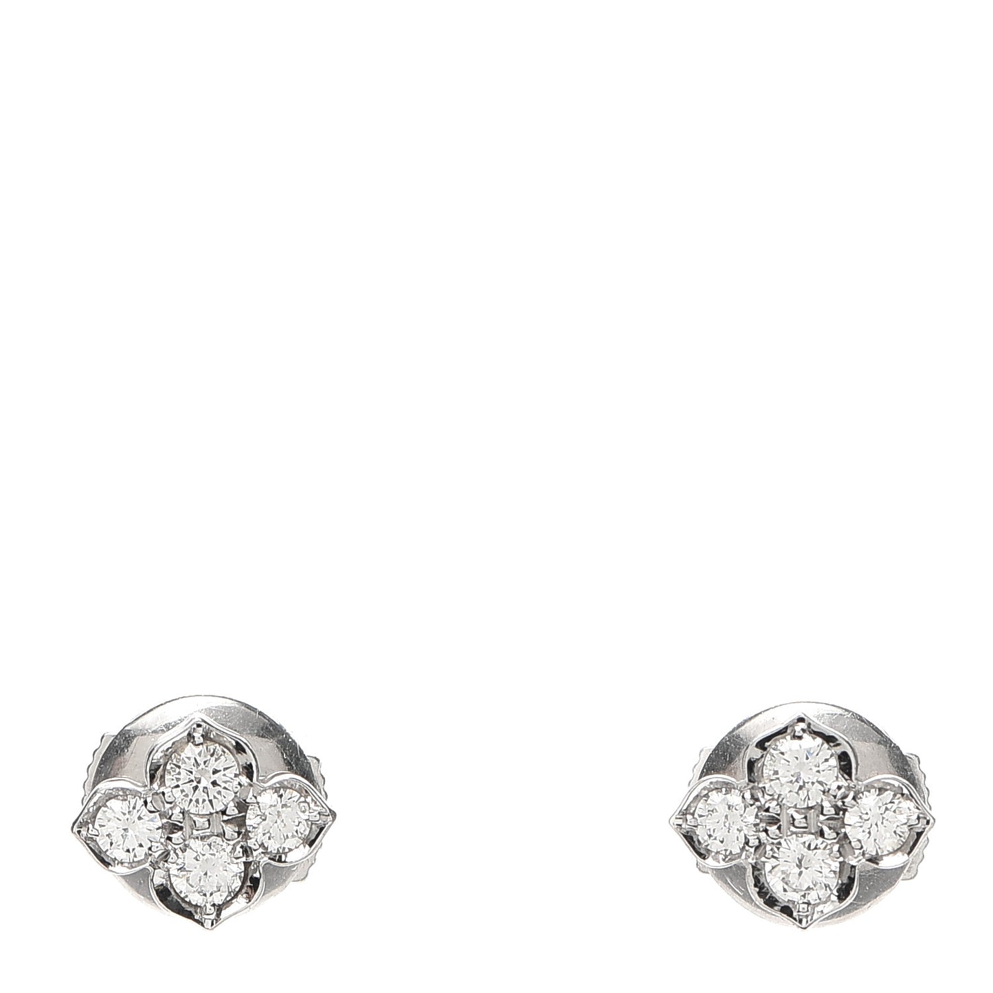 18K White Gold Diamond Hindu Floral Earrings