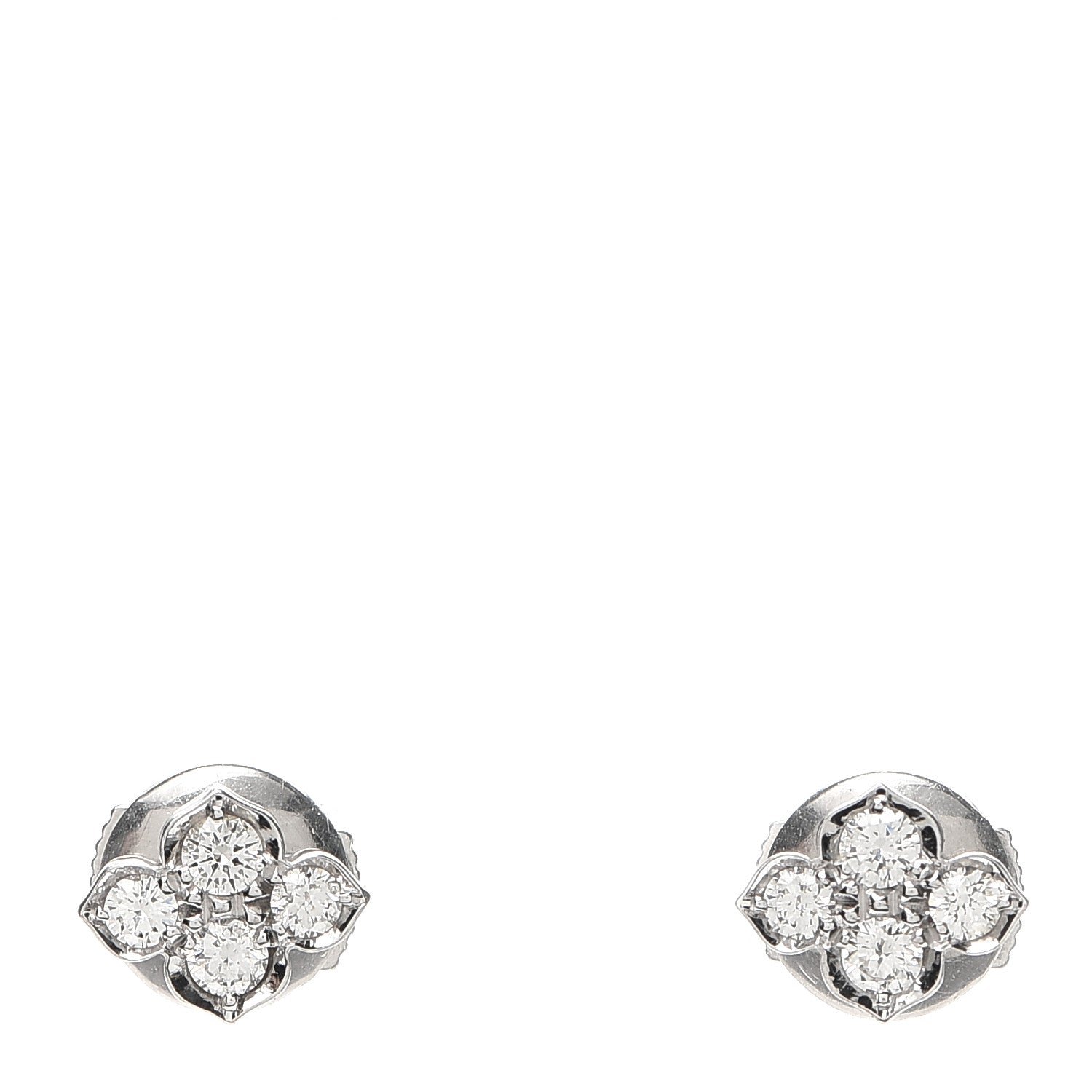 Cartier 18K White Gold Diamond Hindu Floral Earrings 1 of 4