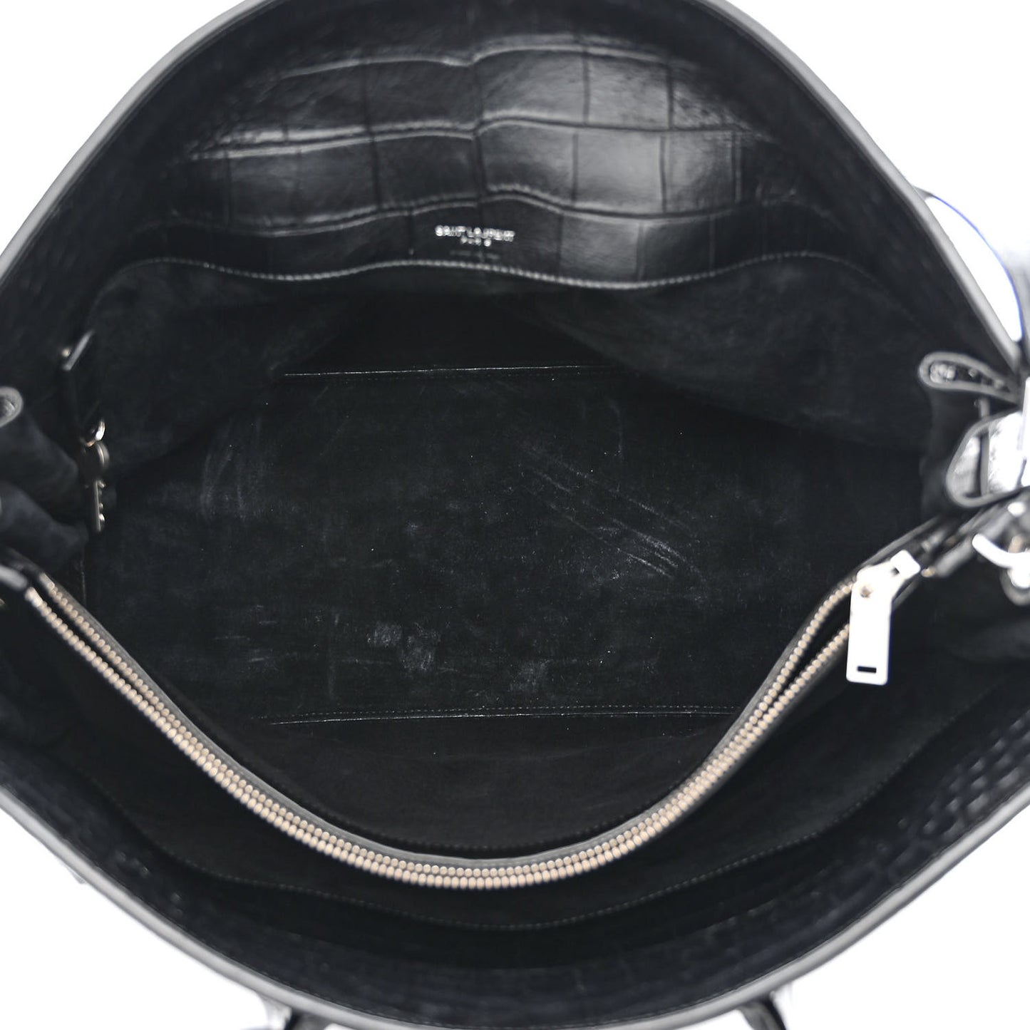 Calfskin Crocodile Embossed Large Souple Sac De Jour Black