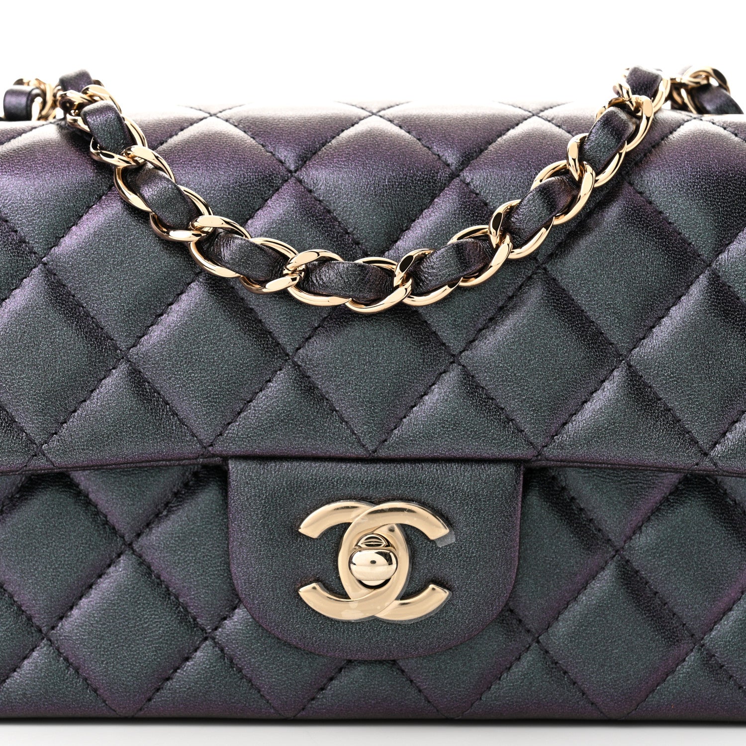 Chanel Iridescent Lambskin Quilted Mini Rectangular Flap Black 8 of 10