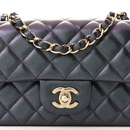 Chanel Iridescent Lambskin Quilted Mini Rectangular Flap Black 8 of 10
