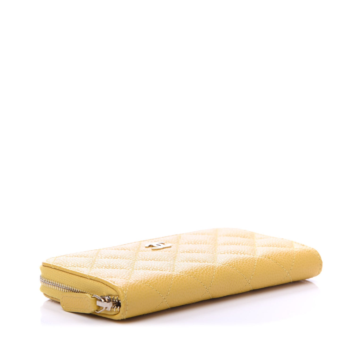 Caviar Quilted Small Zip Around Wallet Yellow