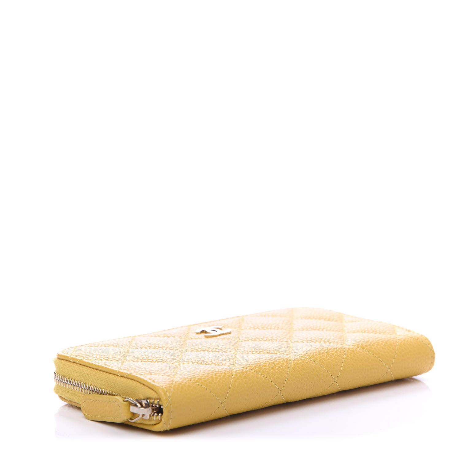 Chanel Caviar Quilted Small Zip Around Wallet Yellow 4 of 12