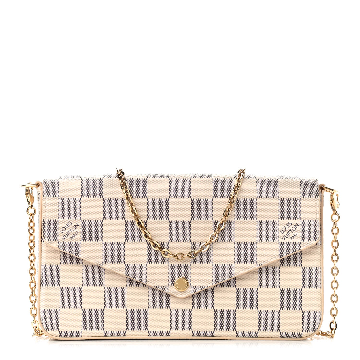 Louis Vuitton Damier Azur Pochette Felicie Chain Wallet Rose Ballerine 3 of 10