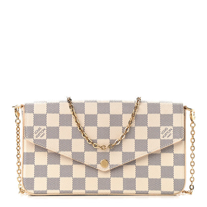 Louis Vuitton Damier Azur Pochette Felicie Chain Wallet Rose Ballerine 3 of 10