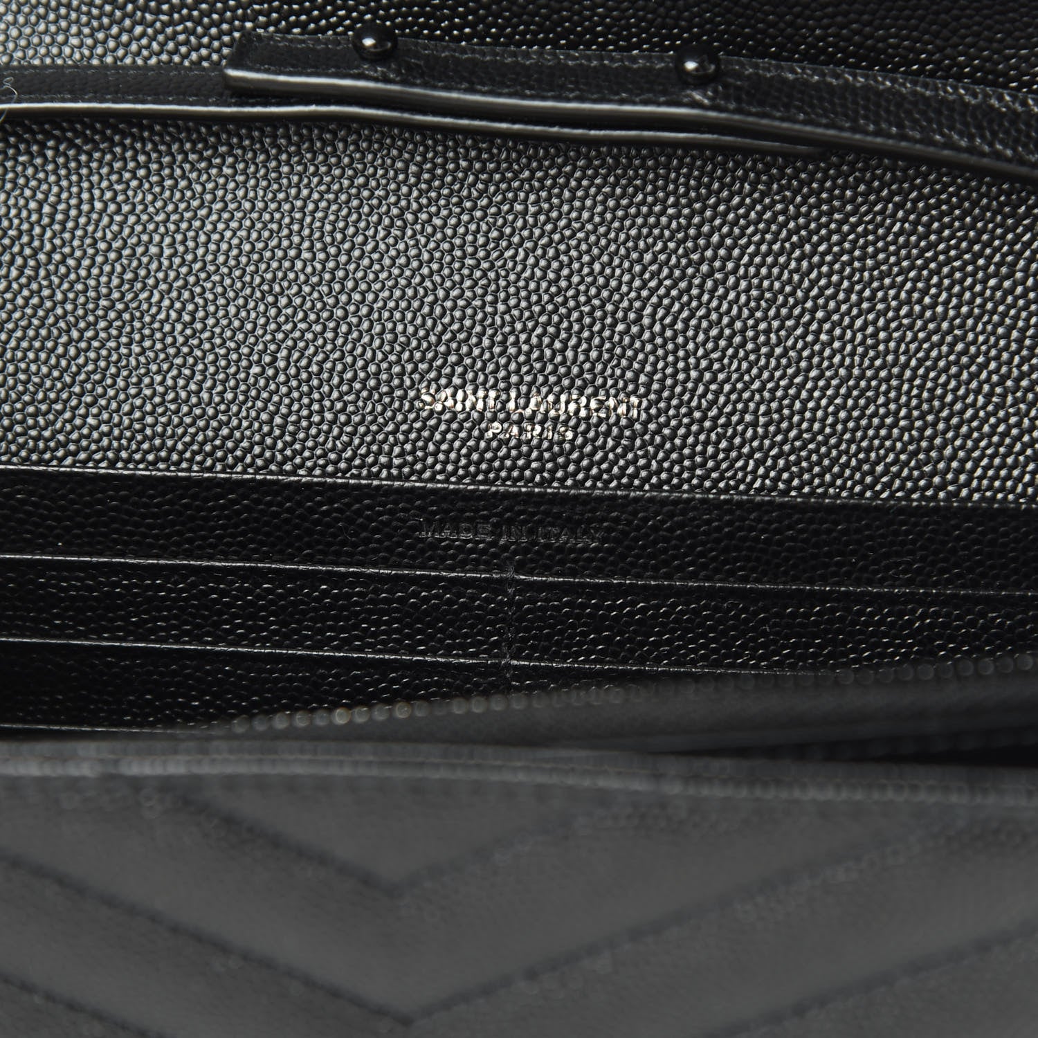 Saint Laurent Grain De Poudre Matelasse Chevron Monogram Chain Wallet Black 6 of 11