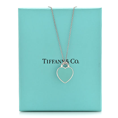 Tiffany Sterling Silver Enamel Small Return to Tiffany Heart Pendant Necklace Blue 7 of 7
