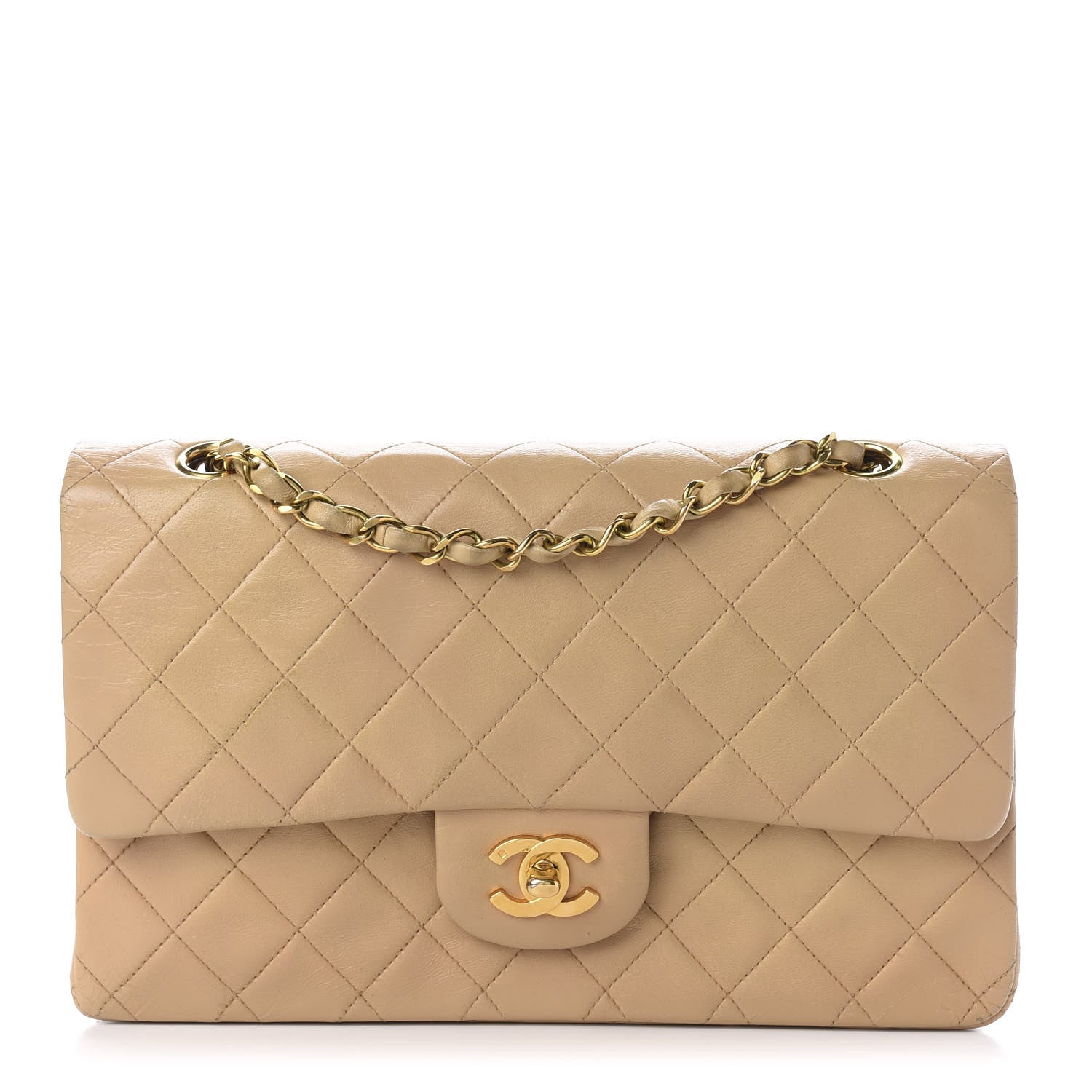 Chanel Lambskin Quilted Medium Double Flap Beige 1 of 15