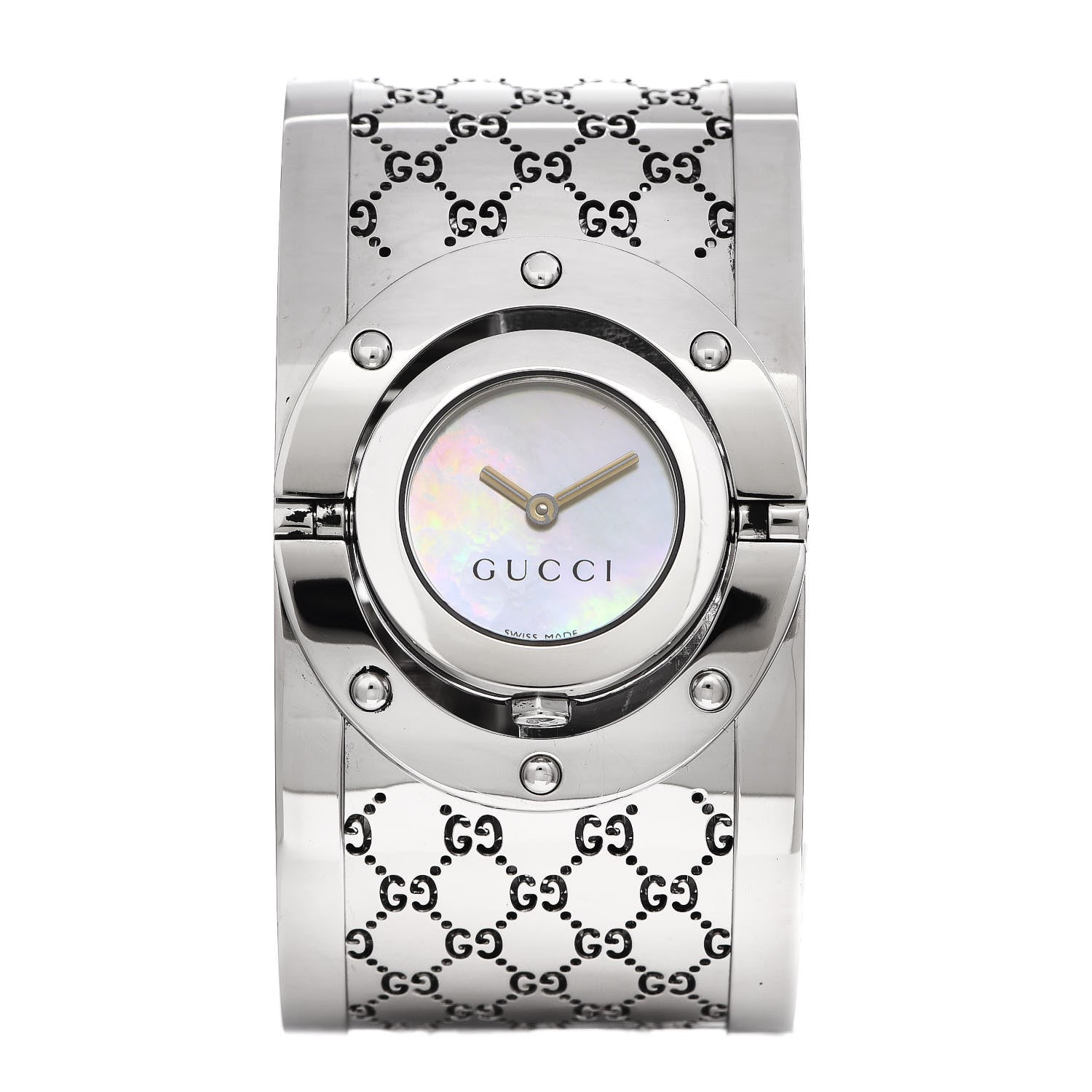 Gucci Stainless Steel Mother of Pearl 33mm Twirl Quartz Watch 1 of 11