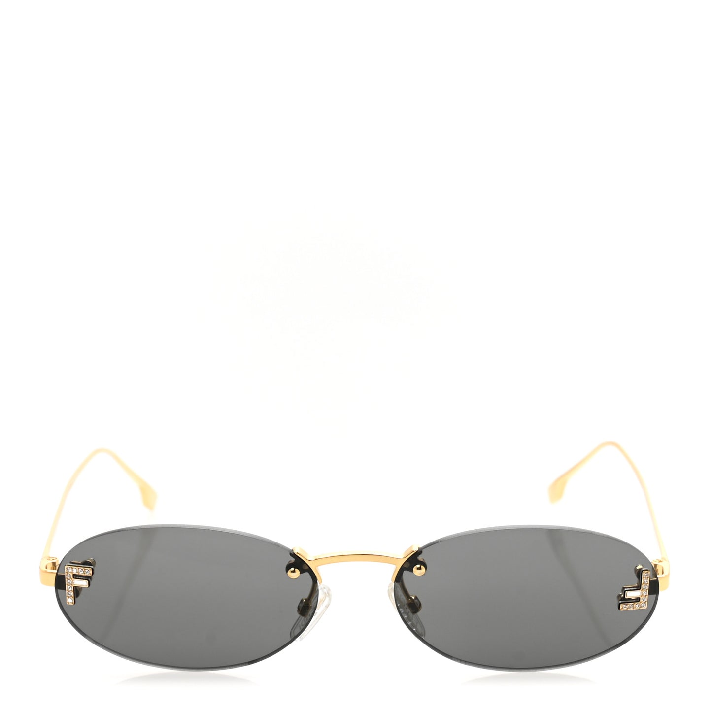 Metal Crystal Fendi First Fashion Show Oval Sunglasses FE4075US Gold Grey
