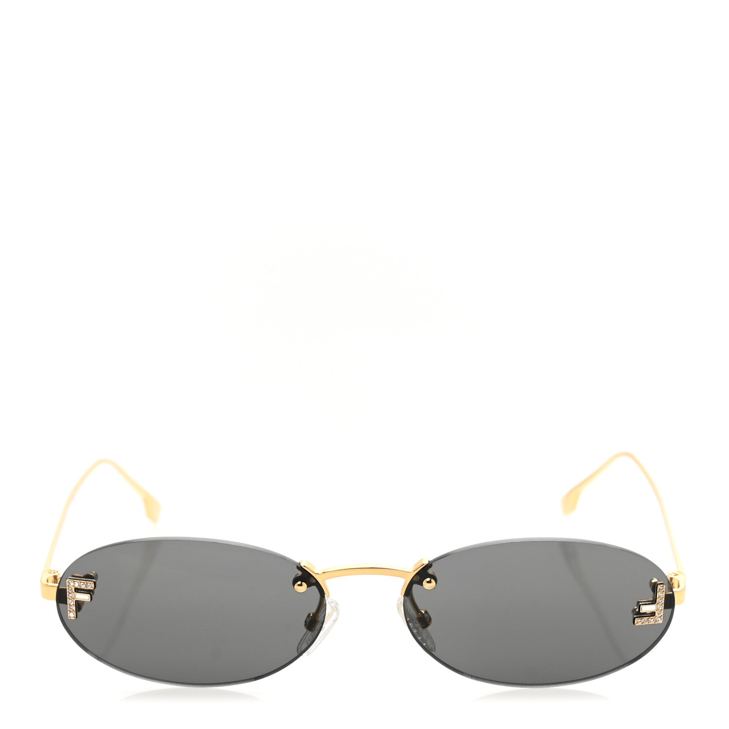 Fendi Metal Crystal Fendi First Fashion Show Oval Sunglasses FE4075US Gold Grey 2 of 8