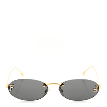 Fendi Metal Crystal Fendi First Fashion Show Oval Sunglasses FE4075US Gold Grey 2 of 8