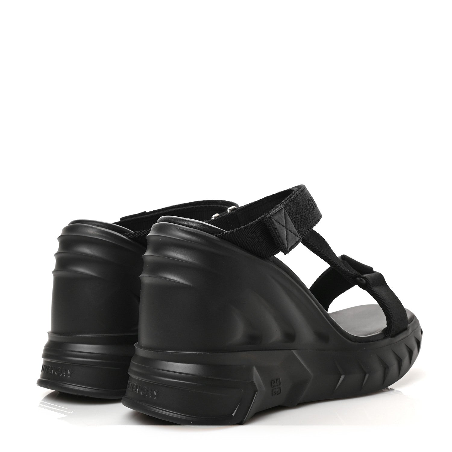 Givenchy Rubber Marshmallow Wedge Strap Sandals 38 Black 4 of 7