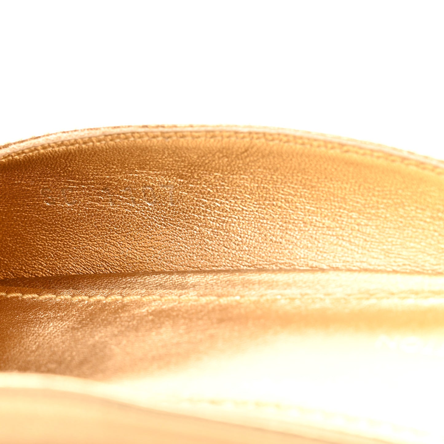 Metallic Lambskin Upper Case Open Back Flat Loafer 40 Gold