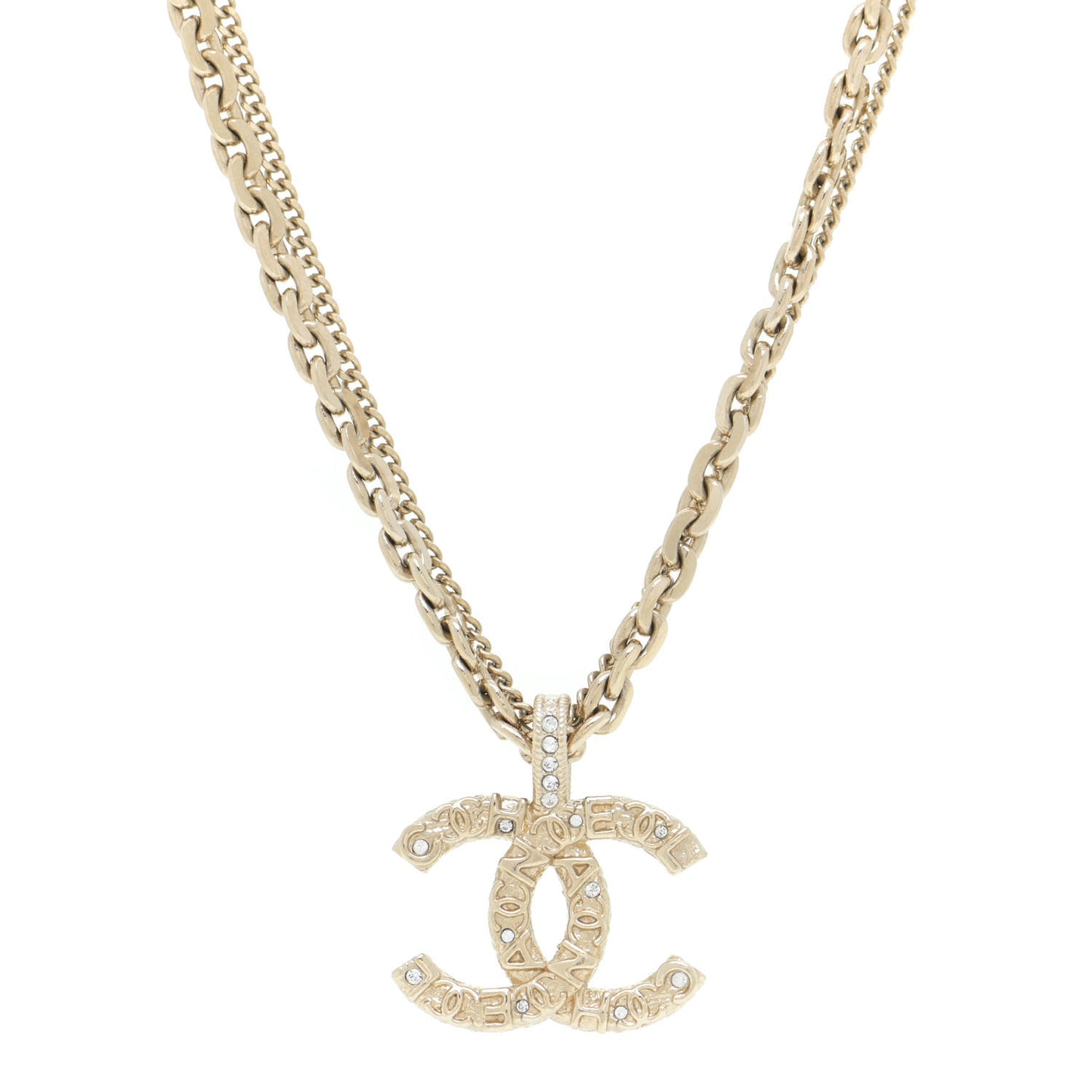 Crystal CC Multi Strand Chain Necklace Gold