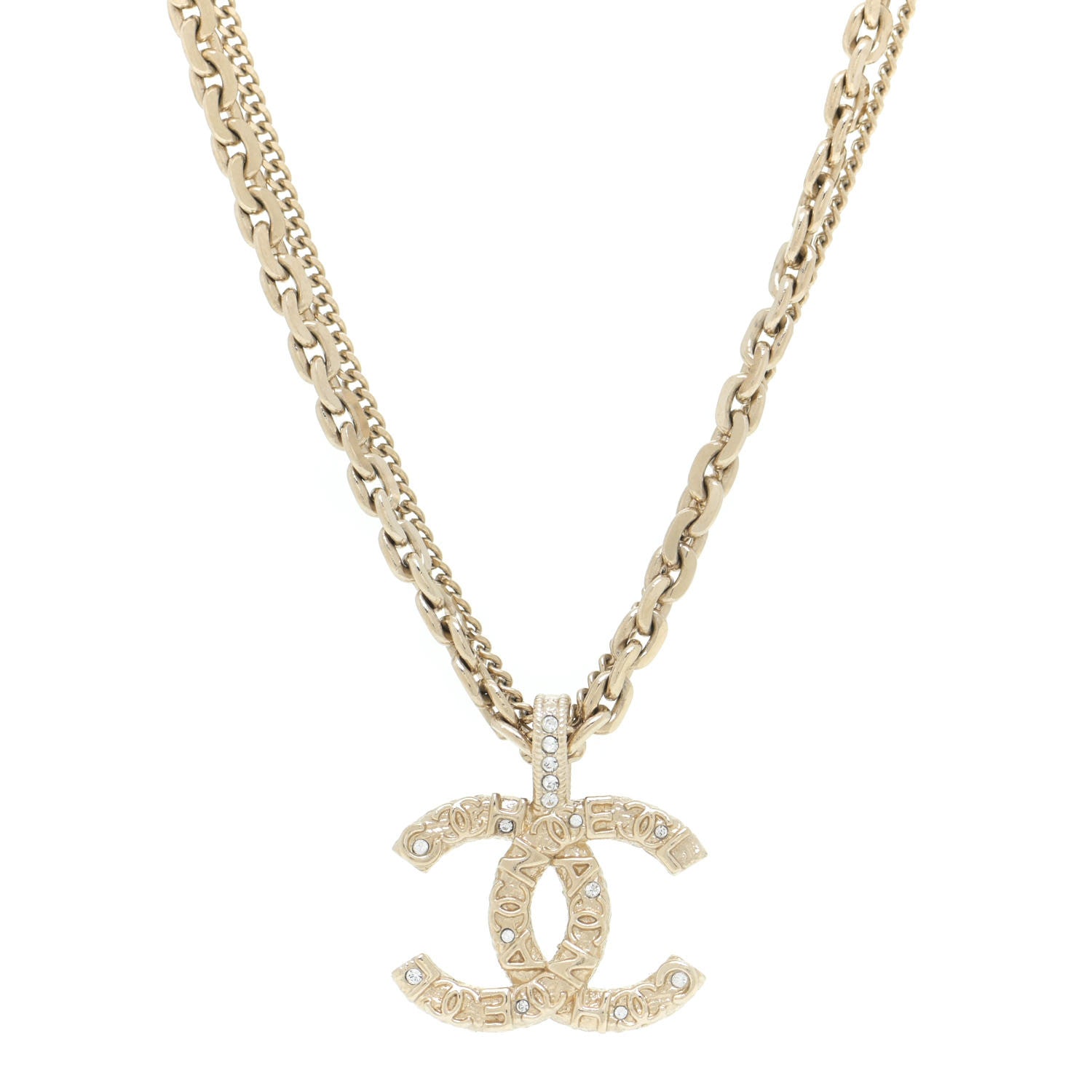 Chanel Crystal CC Multi Strand Chain Necklace Gold 4 of 7